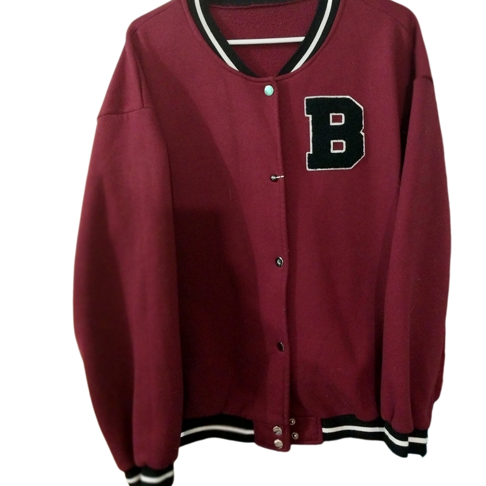 Maroon Varsity Jacket with Black Letter B
